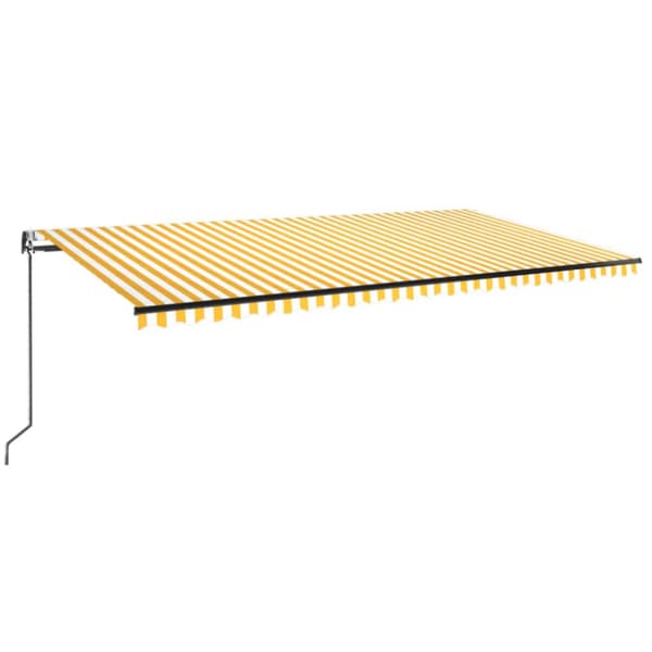 Automatisk markis med vindsensor & LED 600x350 cm gul/vit