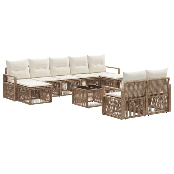 Trädgårdsoffset 10 pcs Beige konstrotting