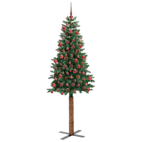 Smal julgran Grön 180 cm PVC och solid furu