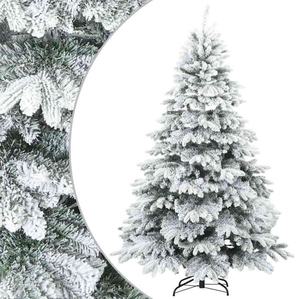 Konstgjord Vikbar Julgran Snö Flocked med stativ Vit 210 cm