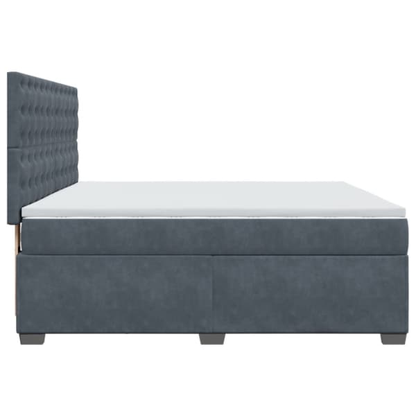 Ramsäng med madrass mörkgrå 200x200 cm sammet