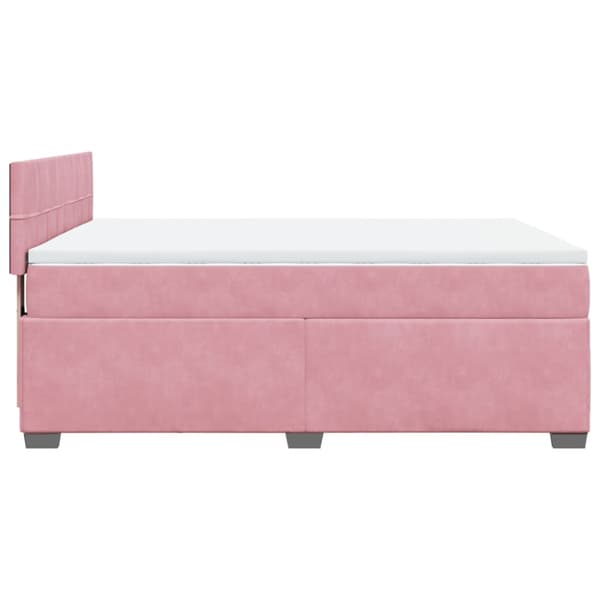 Ramsäng med madrass rosa 140x200 cm sammet