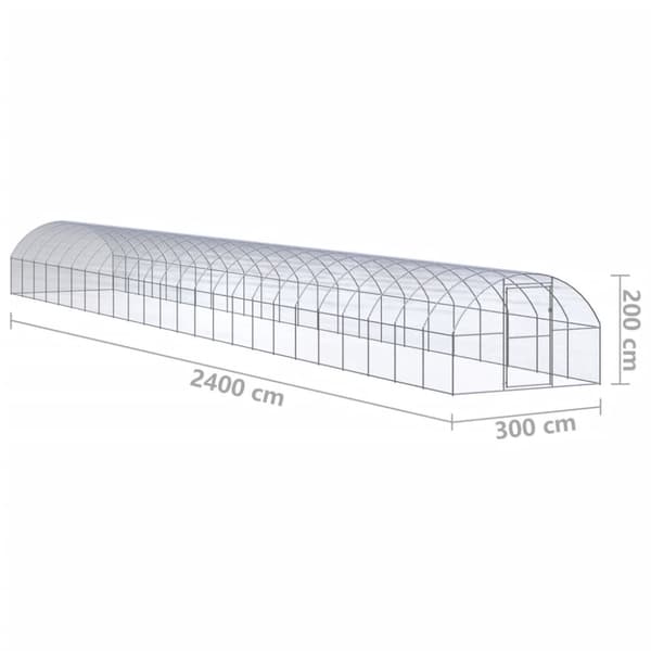 Hönsbur för utomhusbruk 3x24x2 m galvaniserat stål