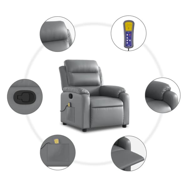 Massagefåtölj grå konstläder