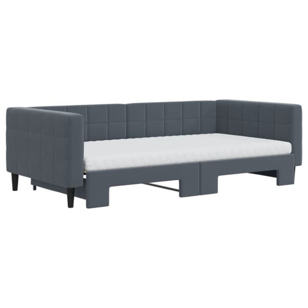 Dagbädd utdragbar och madrasser mörkgrå 100x200 cm sammet