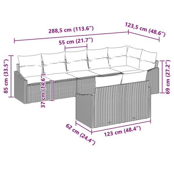 Soffset med kudde 8 pcs Beige konstrotting