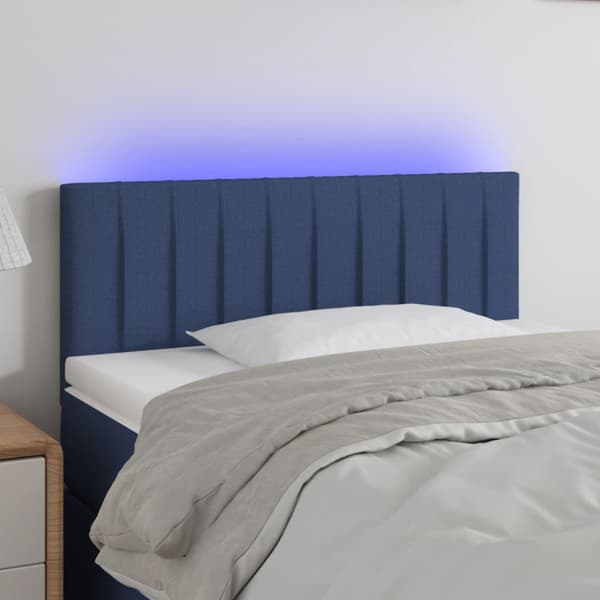 Sänggavel LED blå 90x5x78/88 cm tyg