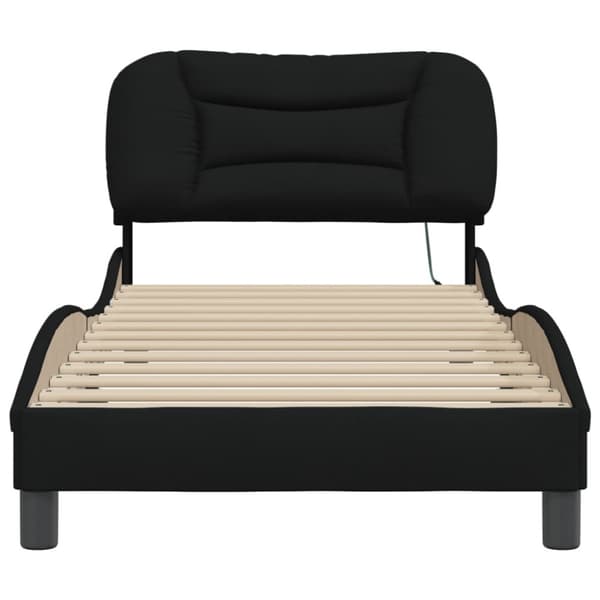 Bed Frame with LED without Mattress "Hvar" Black 90x200 cm Fabric