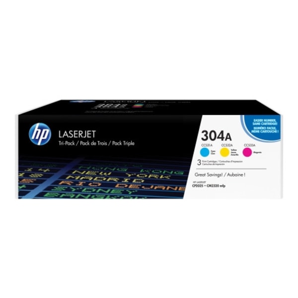 HP 304A - 3-pack - gul, cyan, magenta - original - LaserJet - tonerkassett (CF372AM)