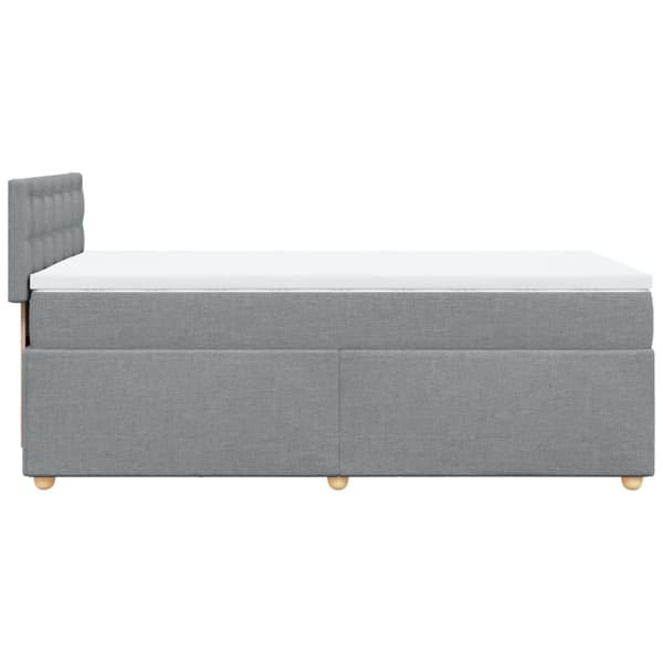 Ramsäng med madrass ljusgrå 90x200 cm tyg