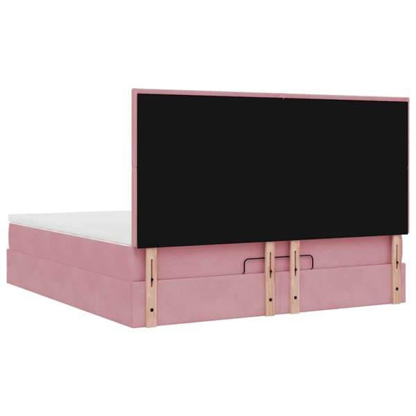 Ottoman sängram med madrasser rosa 180x200 cm sammet