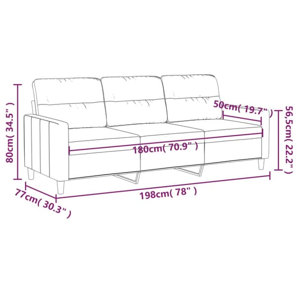 3-sitssoffa taupe 180 cm tyg
