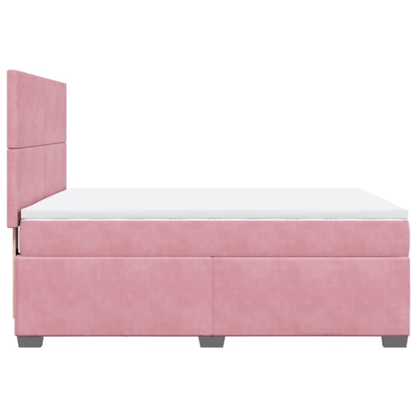 Ramsäng med madrass rosa 140x200 cm sammet