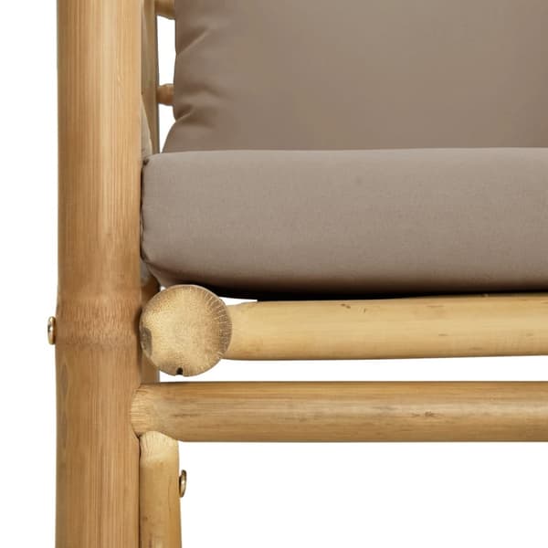 Soffa för trädgården med taupe dynor bambu