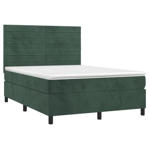 Ramsäng med madrass mörkgrön 140x190 cm sammet