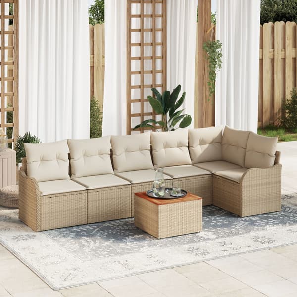 Trädgårdsoffset 7 st Beige och gräddfärgad konstrotting