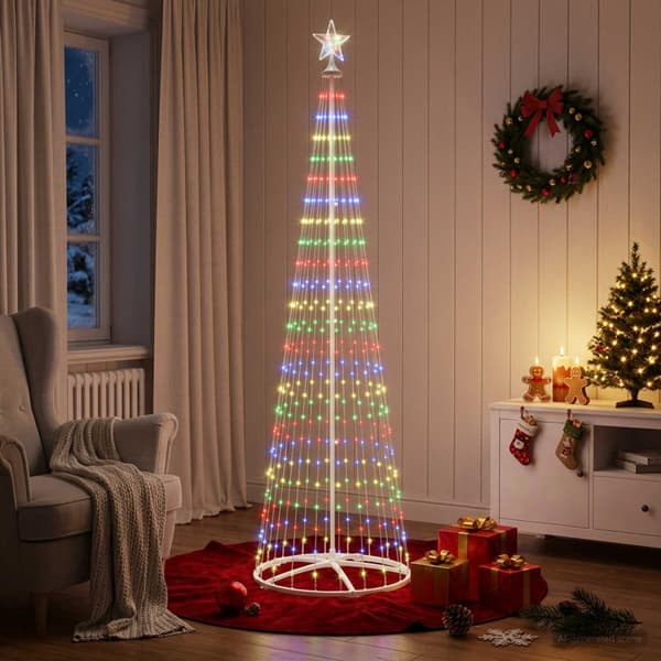 LED-konjulgran 250 cm 470 LED-lampor Mångfärgad Stål Vit