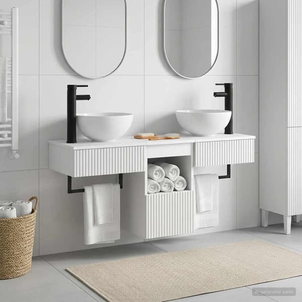 Badrumsmöbelset 3 st Vit Konstruerat trä