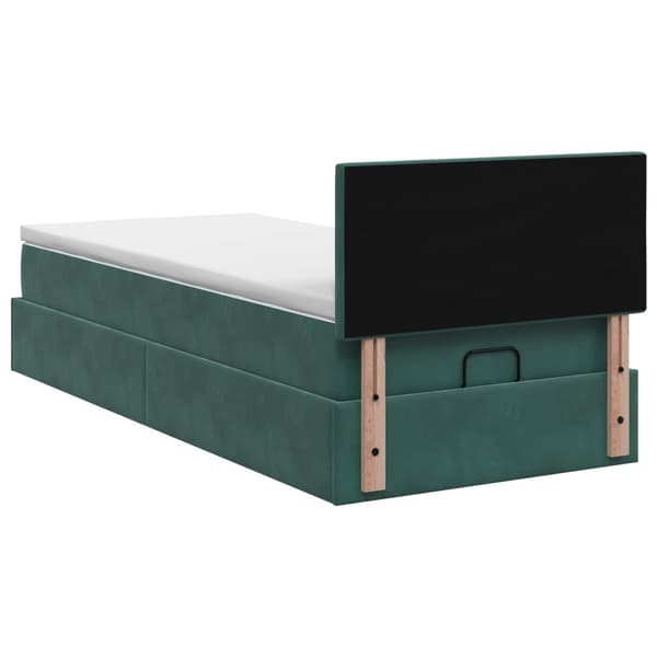Ottoman säng med madrass Mörkgrön 90 x 190 cm Sammet