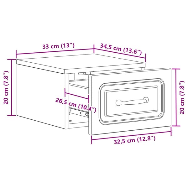 Väggmonterat Sängbord 2 pcs Vit högglans 34,5 x 33 x 20 cm