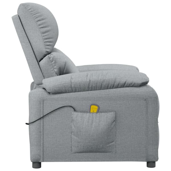 Massagefåtölj ljusgrå tyg