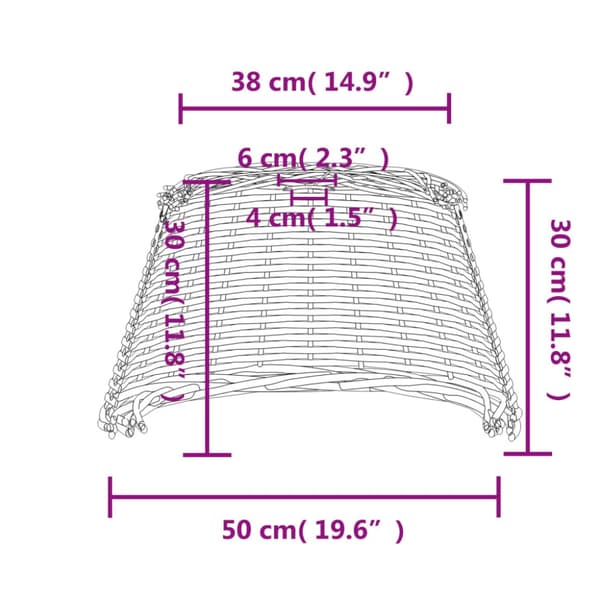 Lampskärm vit Ø50x20 cm korgmaterial