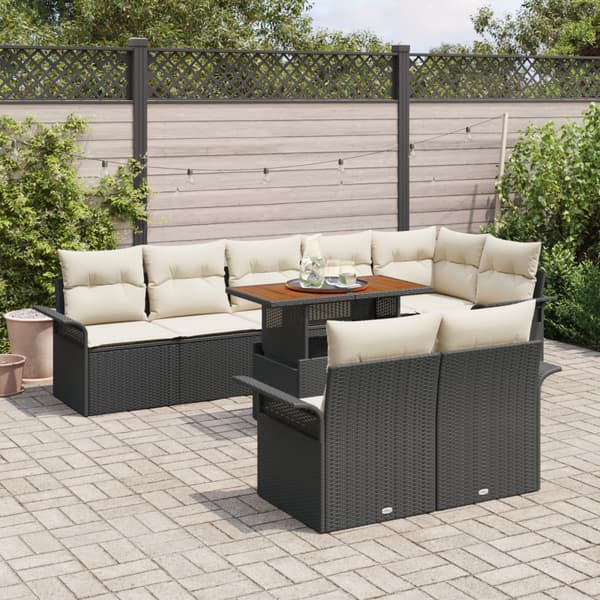 Trädgårdsoffset med lagring 9 pcs Svart Poly rattan