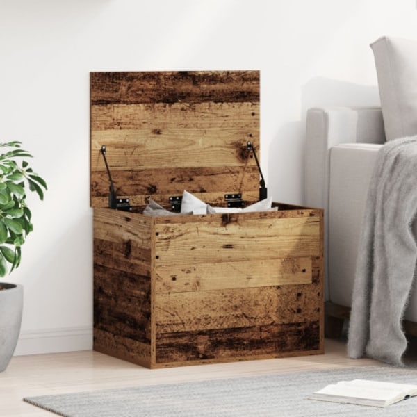 Förvaringslåda m.lock återvunnet trä 60x42x46cm konstruerat trä