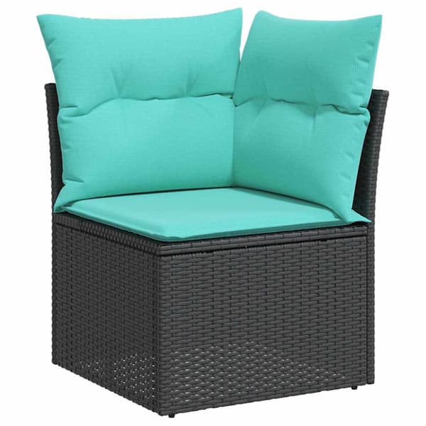 Trädgårdsoffset 9 st Svart Poly rattan