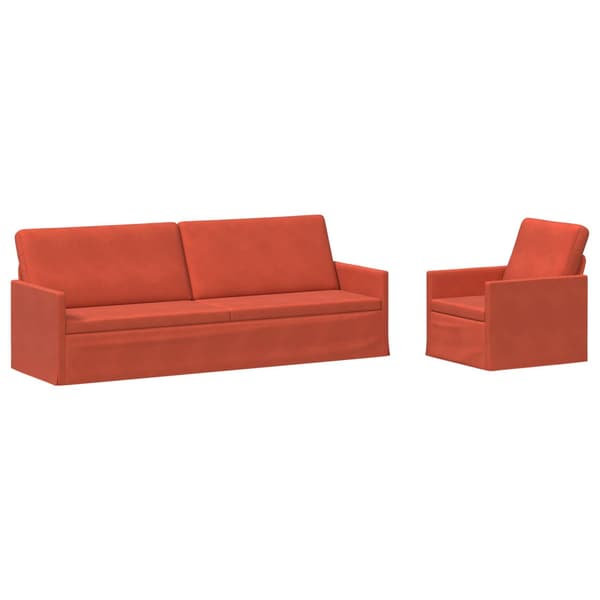 Soffset 2 st Röd orange Kordread tyg