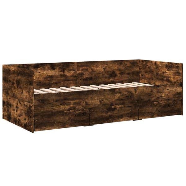 Sängram med förvaring Rökt ek 80 x 200 cm Konstruerat trä