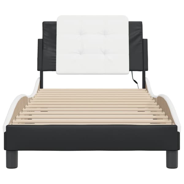 Bed Frame with LED without Mattress "Zadar" Black and White 90x190 cm
