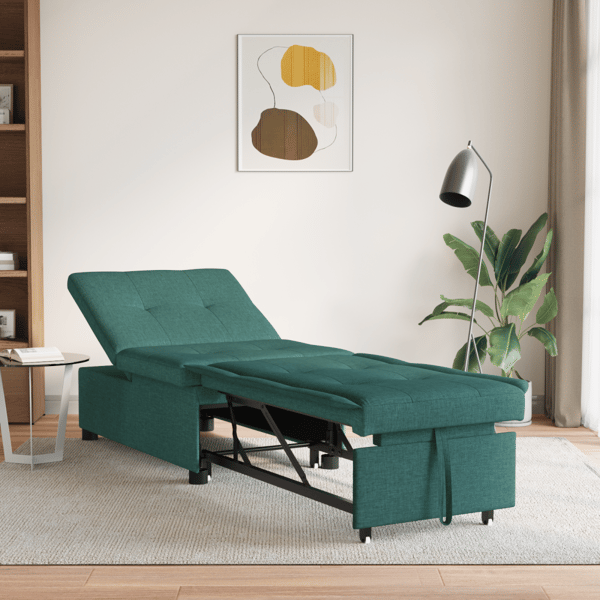 Pull Out Sofa Bed Mörkgrön 194 x 50 x 82 cm tyg