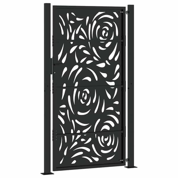 Trädgårdsgrind svart 100x175 cm stål flammdesign