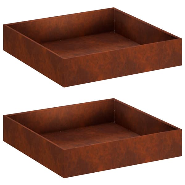 Trädgårdsplanterare 2 st Rostig 80 x 80 x 20 cm