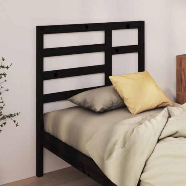 Sänggavel svart 106x4x104 cm massiv furu
