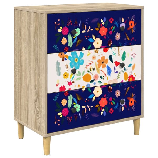 Kommode MAINZ Blommönster 66 x 36,5 x 75 cm Konstruerat trä