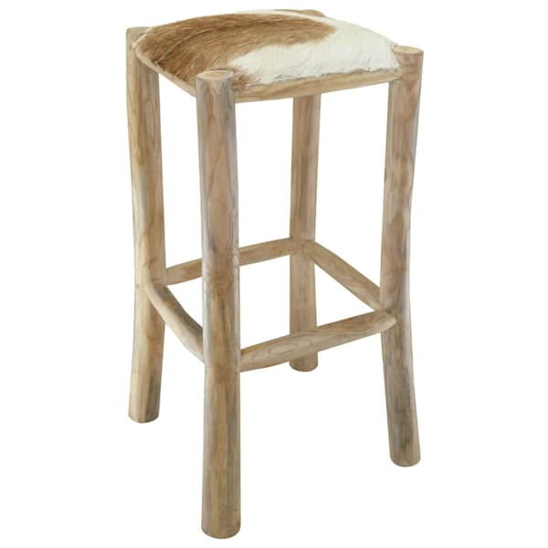 Barstol getskinnsläder och massiv teak