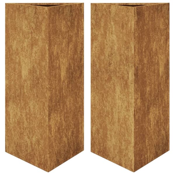 Odlingslådor 2 st triangulär 40x34,5x75 cm väderbeständigt stål