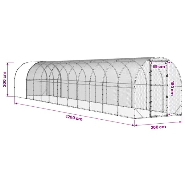 Hönsgård Silver 1200 x 200 x 200 cm Galvaniserat stål