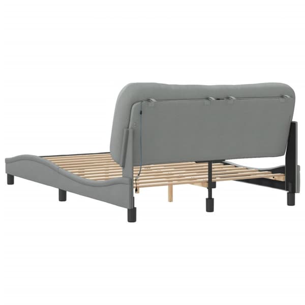 Bed Frame with LED without Mattress "Hvar" Light Grey 120x200 cm Fabric