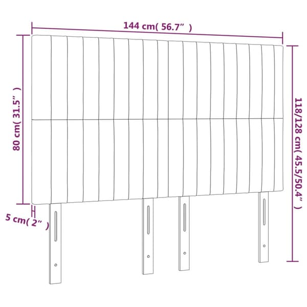 Sänggavel rosa 144x5x118/128 cm sammet