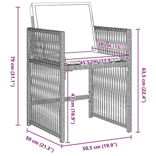 Trädgårdsmöbelset 5 pcs Ljusgrå konstrotting