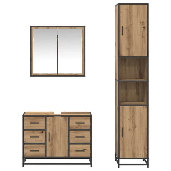 Badrumsmöbelset med låda 3 pcs Artisan Ek Konstruerat trä