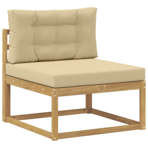 Utomhussoffset med kudde 4 pcs Vit och Beige Polyester