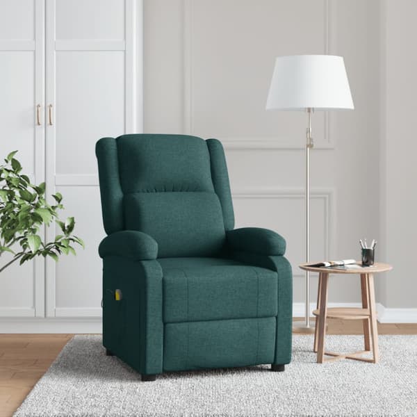 Massagefåtölj mörkgrön tyg