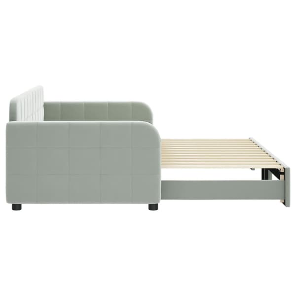Dagbädd utdragbar ljusgrå 90x200 cm sammet