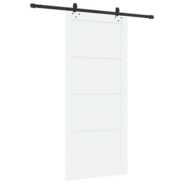 Skjutdörr 93 x 211 cm Konstruerat trä Vit och svart
