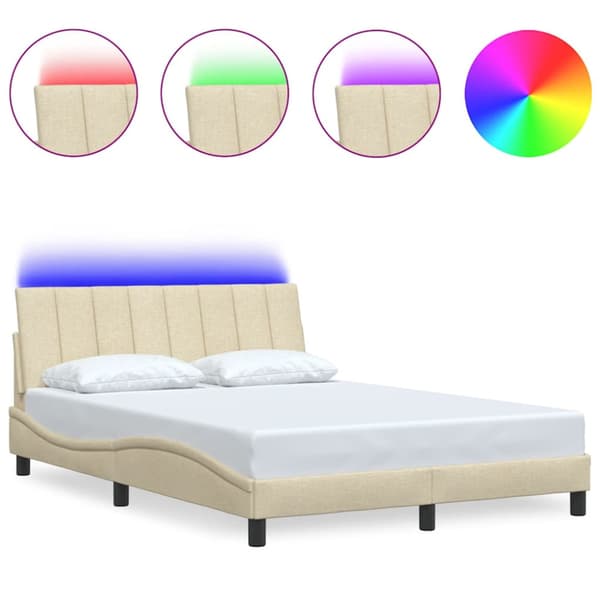 Bed Frame without Mattress "Hanko" Cream 140x200cm Fabric