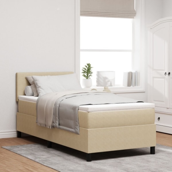 Boxspring-säng med madrass Ljusgrön Grå 80x200 cm Kordflor tyg